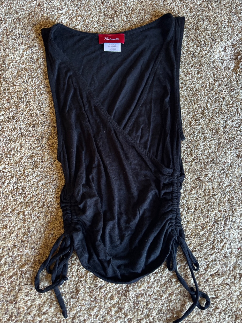 Black Wrap-Front Sleeveless Top